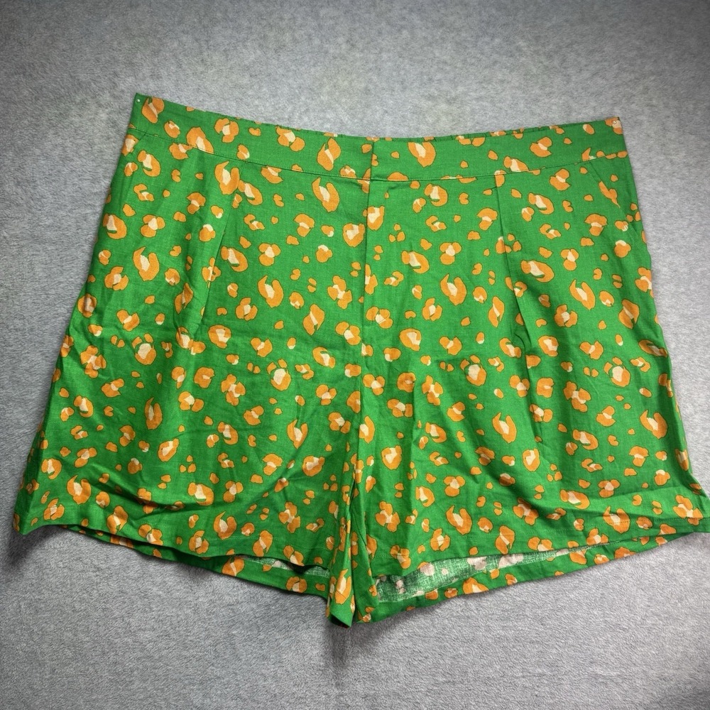 Tabitha Brown x Target Linen Shorts Plus Size 46 Green Orange Leopard Limited Í